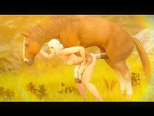 Horse fuck girl 3D compilation
