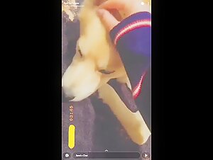 Snapchat Slut Fondles & Slurps Doggy Dick