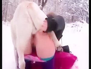 Woman having sex out in the cold