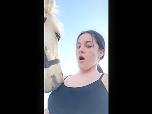 woman likes horse tongue